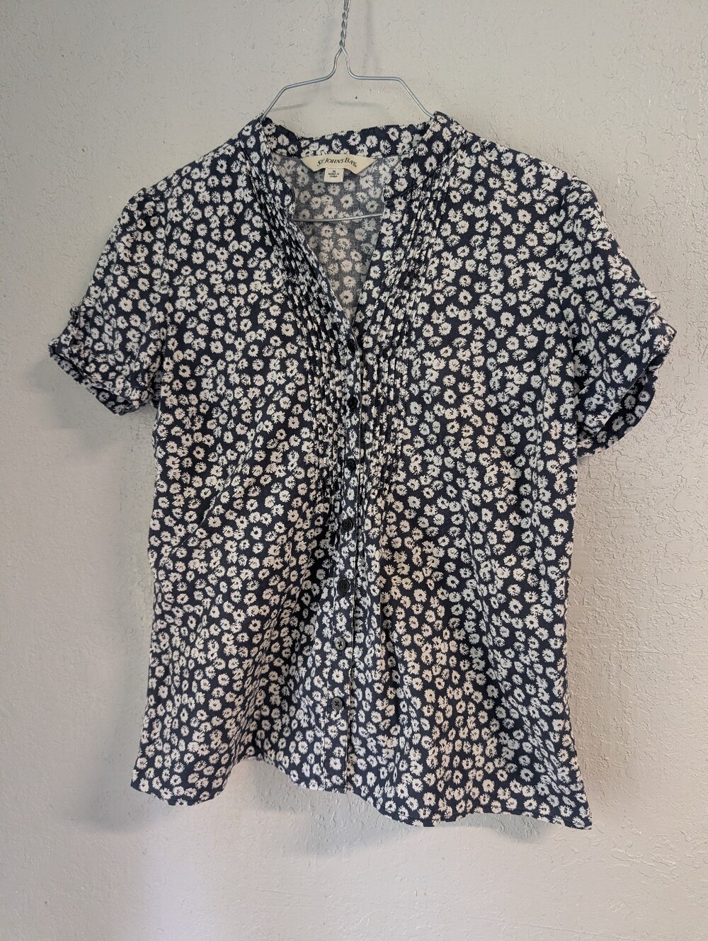 Floral Button Up Blouse M Black Ruffle Pleated Cinched Whimsigoth Dainty Indie